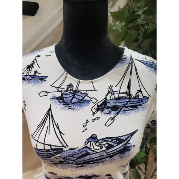 Weekends by Chico's T-Shirt Women Size 0/S Multicolor Geometric Print Cap Sleeve - Picture 11 of 14